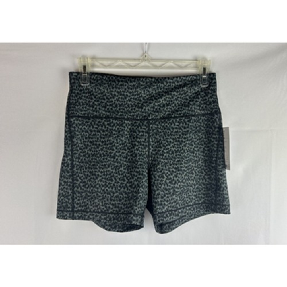 NEW Athleta High Rise Shorts Womens Sz 1X Blue Grey Leopard Print Compression